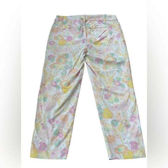 TALBOTS PERFECT CROP SPRING ABSTRACT FLORAL PANTS, CURVY FIT SIZE 2P - Picture 6 of 9
